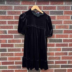 Elegant Black Velvet Kids Dress